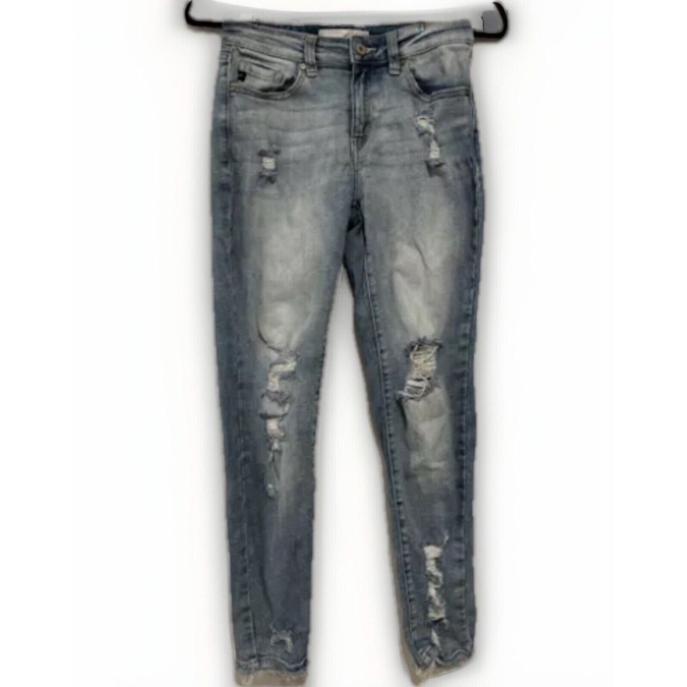 KanCan Kaleigh Mid Rise Ankle Skinny Jeans Size 7/27 Distressed KC8373M Med Wash